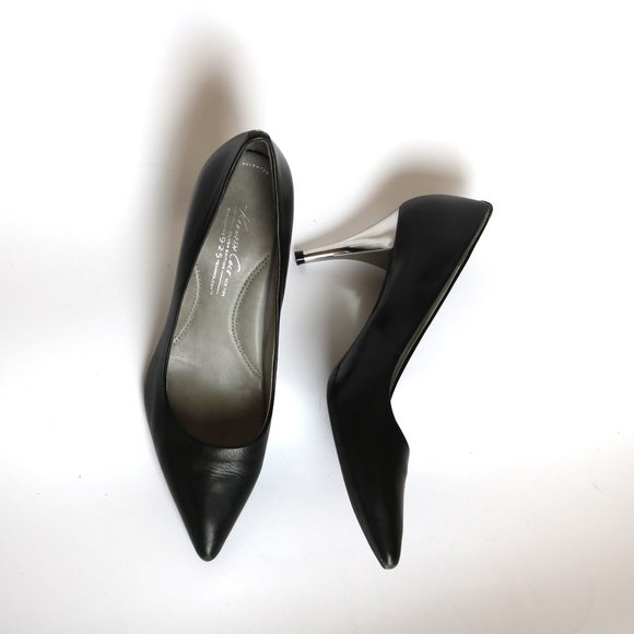 Kenneth Cole Black Leather Pumps with Silver Heel, size 7.5 EUC - Picture 4 of 13